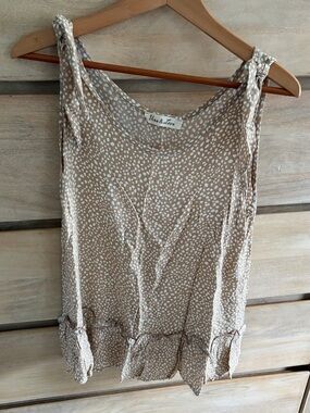 Pinkblush Taupe Polka Dot Tie-Shoulder Ruffle Hem Camisole (maternity)